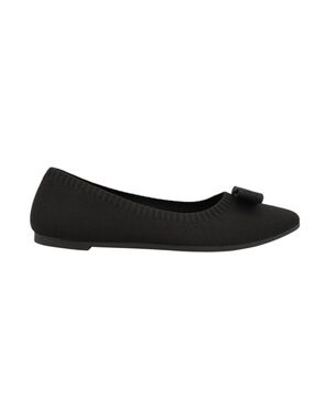 MIA Black Knit Ballet Flat with Bow Accent